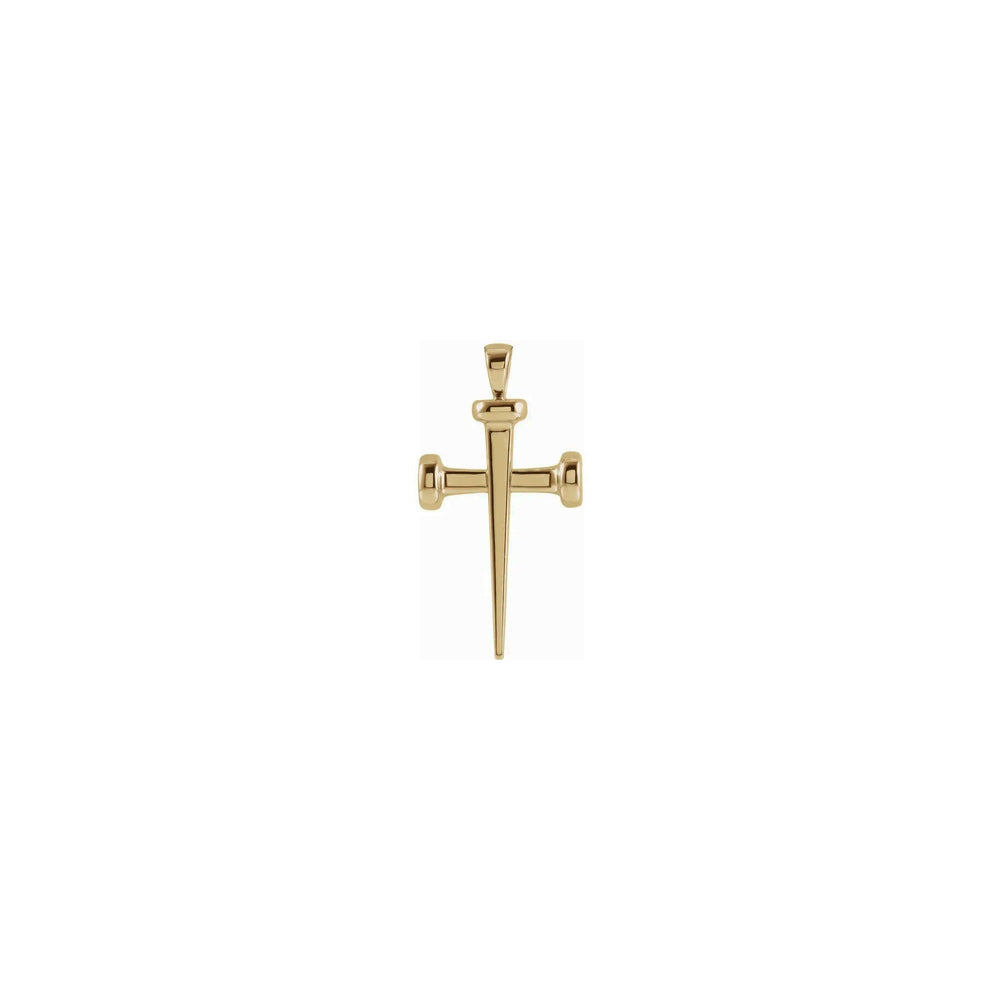 Nail Cross Pendant (14K) front - Popular Jewelry - New York
