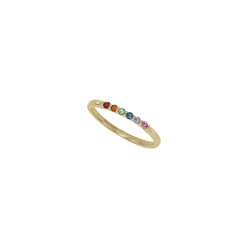 Natural 6 Gemstones Rainbow Stackable Ring (14K) diagonal - Popular Jewelry - New York