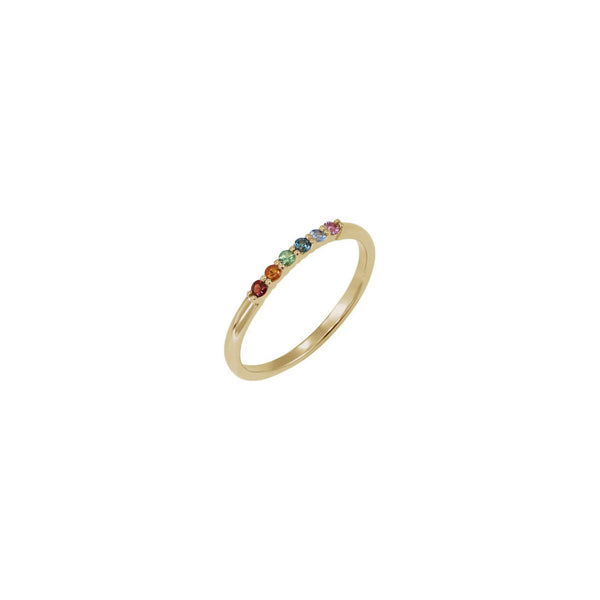 Natural 6 Gemstones Rainbow Stackable Ring (14K) main - Popular Jewelry - New York