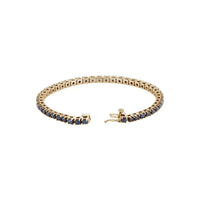 Natural Round Blue Sapphire Line Bracelet (14K) lock - Popular Jewelry - New York
