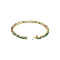 Natural Round Emerald Line Bracelet (14K) lock - Popular Jewelry - New York