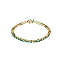 Natural Round Emerald Line Bracelet (14K) main - Popular Jewelry - New York