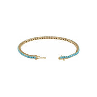 Natural Round Turquoise Line Bracelet (14K) lock - Popular Jewelry - New York