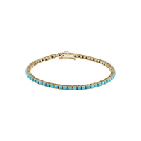 Natural Round Turquoise Line Bracelet (14K) main - Popular Jewelry - New York