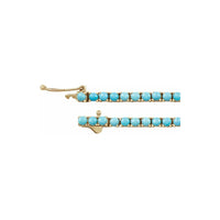 Natural Round Turquoise Line Bracelet (14K) zoom - Popular Jewelry - New York