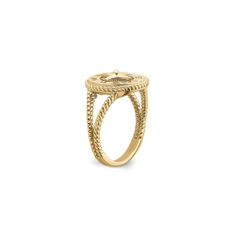 Nautical Compass Rope Ring yellow (14K) diagonal - Popular Jewelry - New York