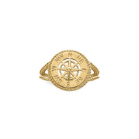 Prsten nautičkog kompasa žuti (14K) sprijeda - Popular Jewelry - New York
