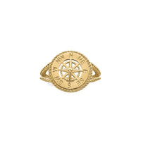 Nautical Compass Rope Ring yellow (14K) front  - Popular Jewelry - New York