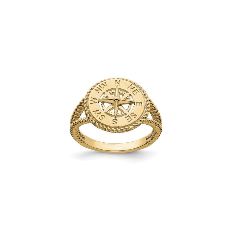 Nautical Compass Rope Ring yellow (14K) main - Popular Jewelry - New York