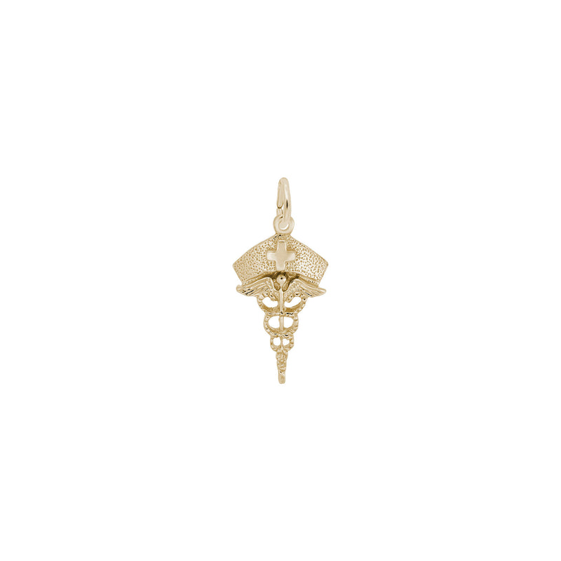Nurse Caduceus Pendant (14K) front - Popular Jewelry - New York