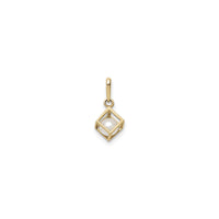 Open Cube with Freshwater Pearl Pendant (14K) reverse - Popular Jewelry - New York