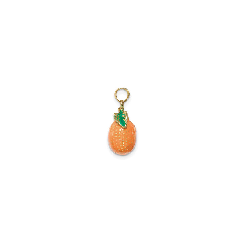 Orange Enameled 3D Pendant (14K) side - Popular Jewelry - New York
