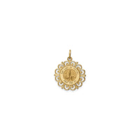 Ornamentirana okrugla čvrsta medalja Gospe Fatimske (14K) sprijeda - Popular Jewelry - New York