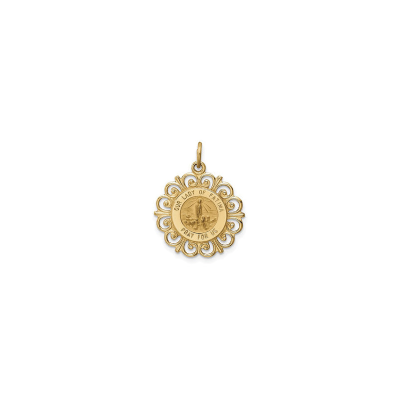 Ornamented Our Lady of Fatima Round Solid Medal (14K) front - Popular Jewelry - New York