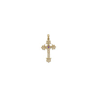 Oval Purple Stone Fleur De Lis Cross Pendant (14K) lura - Popular Jewelry - New York