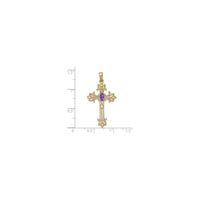 Oval Purple Stone Fleur De Lis Cross Pendant (14K) scale - Popular Jewelry - New York