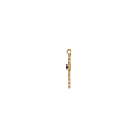 椭圆形紫色石 Fleur De Lis 十字架吊坠 (14K) 侧 - Popular Jewelry  - 纽约