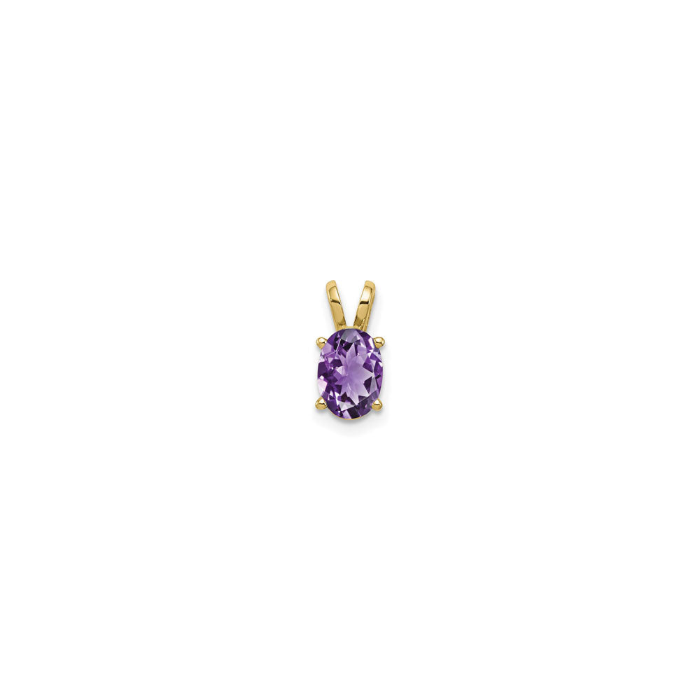 Oval Amethyst Pendant (14K) front - Popular Jewelry - New York
