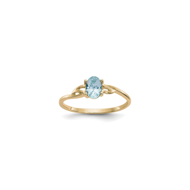 Oval Aquamarine Solitaire Ring (14K) front - Popular Jewelry - New York