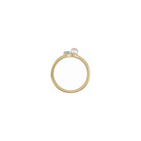 Oval Aquamarine and White Pearl Ring (14K) setting - Popular Jewelry - New York