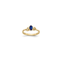 Oval Blue Sapphire Curve Accent Ring (14K) diagonal - Popular Jewelry - New York