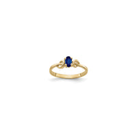 I-Oval Blue Sapphire Curve Accent Ring (14K) diagonal - Popular Jewelry - I-New York
