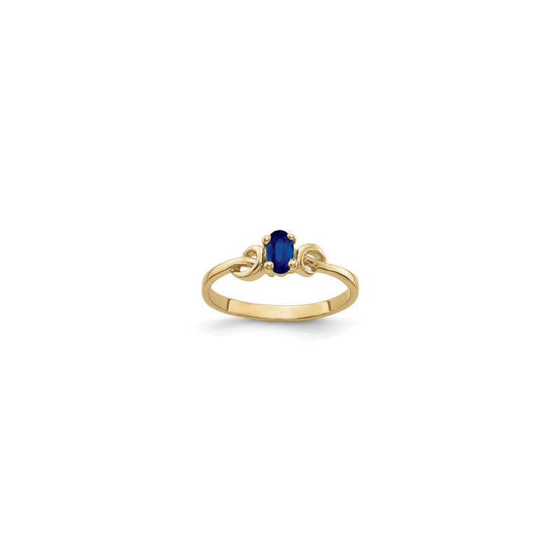 Oval Blue Sapphire Curve Accent Ring (14K) diagonal - Popular Jewelry - New York