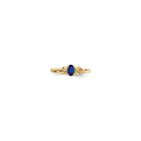 Oval Blue Sapphire Curve Accent Ring (14K) front - Popular Jewelry - I-New York