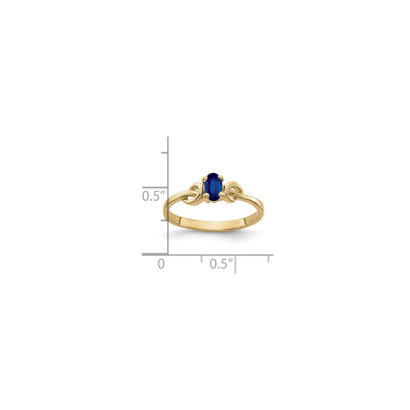 Oval Blue Sapphire Curve Accent Ring (14K) scale - Popular Jewelry - New York
