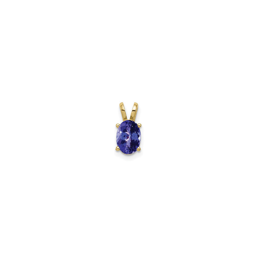Oval Blue Tanzanite Pendant (14K) front - Popular Jewelry - New York