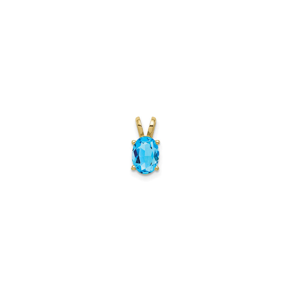 Oval Blue Topaz Pendant (14K) front - Popular Jewelry - New York