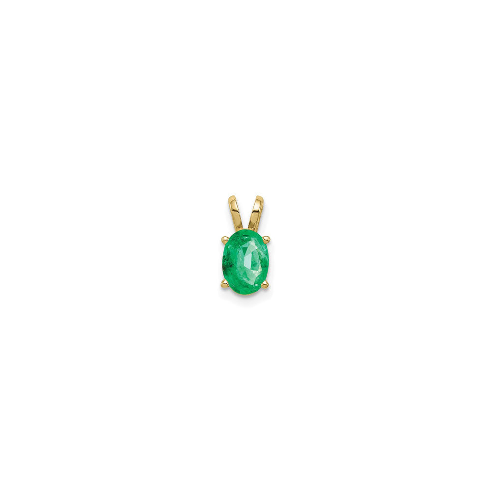 Oval Emerald Pendant (14K) front - Popular Jewelry - New York