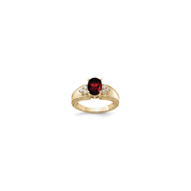 Oval Garnet Diamond Trios Accented Ring (14K) main - Popular Jewelry - New York