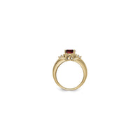 Ovāla granāta dimanta trio akcentētais gredzens (14 K) — Popular Jewelry - Ņujorka