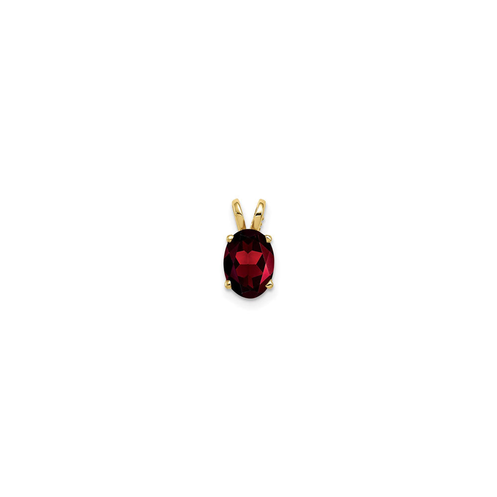 Oval Red Garnet Pendant (14K) front - Popular Jewelry - New York