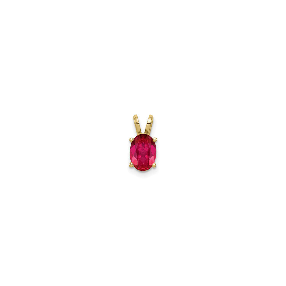 Oval Ruby Pendant 7x5 (14K) front - Popular Jewelry - New York