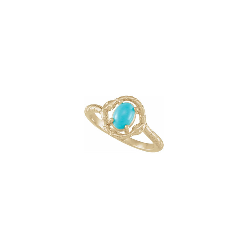 Oval Turquoise Double Snake Ring (14K) diagonal - Popular Jewelry - New York