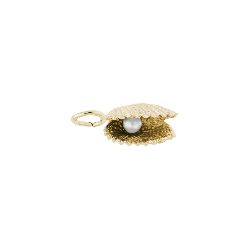 Oyster Shell with Pearl Charm yellow (14K) main - Popular Jewelry - New York
