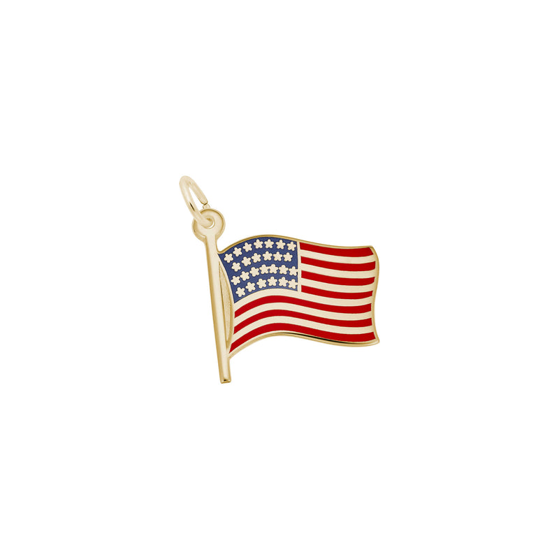 Painted American Flag Charm yellow (14K) main - Popular Jewelry - New York