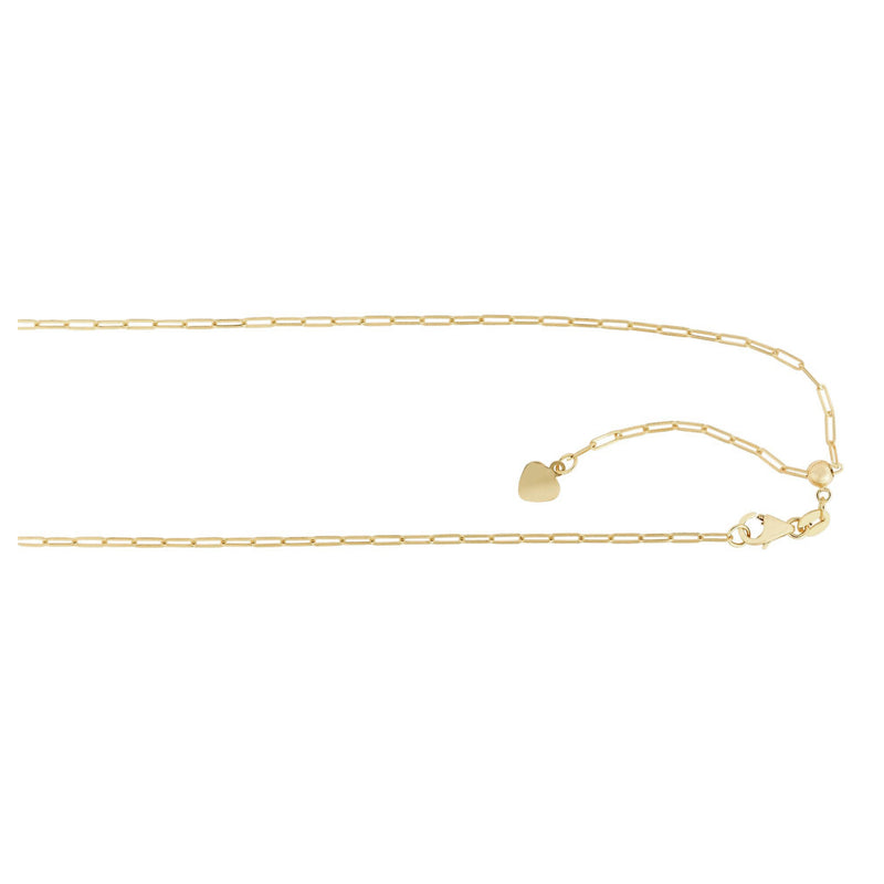 Paperclip with Heart Tag Adjustable Chain yellow (14K) main - Popular Jewelry - New York