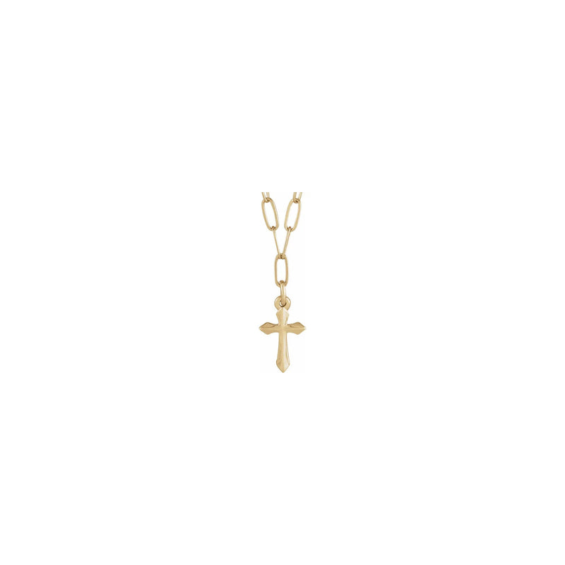 Passion Cross Paperclip Necklace (14K) front - Popular Jewelry - New York