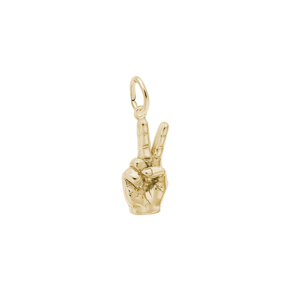 Peace Hand Sign Charm yellow (14K) main - Popular Jewelry - New York