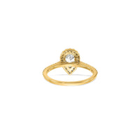 梨形切割神秘火钻光环订婚戒指 (14K) 背面 - Popular Jewelry  - 纽约