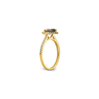 Anellu di fidanzamentu Halo di diamanti di focu misticu tagliatu à pera (14K) diagonale - Popular Jewelry - New York