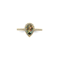 Pear-Cut Mystic Fire Diamond Halo Engagement Ring (14K) depan - Popular Jewelry - New York