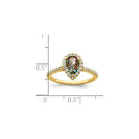 Anellu di fidanzamentu Halo di diamanti di focu misticu tagliatu à pera (scala 14K) - Popular Jewelry - New York