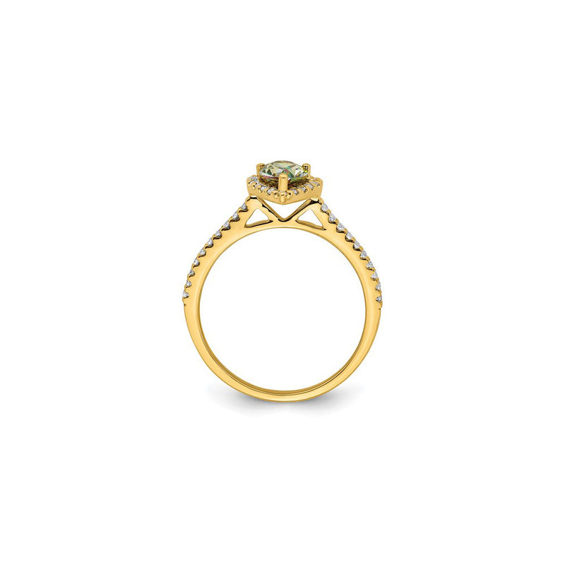 Pear-Cut Mystic Fire Diamond Halo Engagement Ring (14K) setting - Popular Jewelry - New York