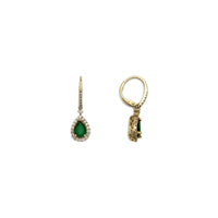 Pear Emerald Diamond Halo Dangle Earrings (14K) Popular Jewelry - New York