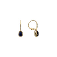 Pear Sapphire Diamond Halo Dangle Earrings (14K) main - Popular Jewelry - New York
