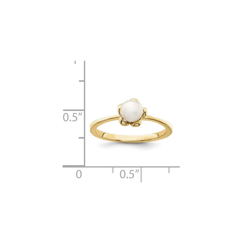 Pearl Flower Blossom Ring (14K) scale - Popular Jewelry - New York